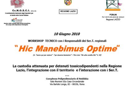 Workshop tecnico: “Hic Manebimus Optime”